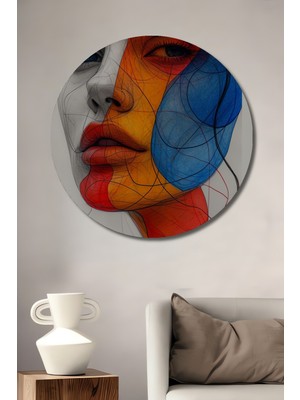 Teona Ahşap Renklerin Dili Soyut Portre Dekoratif Ahşap Mdf Işyeri Duvar Tablo Yuvarlak Işyeri Duvar Tablo