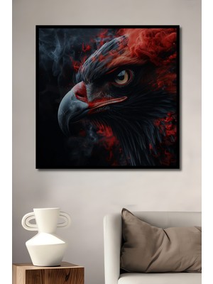 Teona Ahşap Çerçeve Görünümlü Ateşli Kartal Gücü Dekoratif Ahşap Mdf Ev Duvar Tablo Dikdörtgen Ev Duvar Tablo