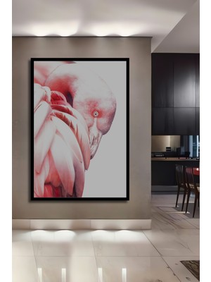 Teona Ahşap Çerçeve Görünümlü Flamingo Zarafeti Dekoratif Ahşap Mdf Ev Duvar Tablo Dikdörtgen Ev Duvar Tablo