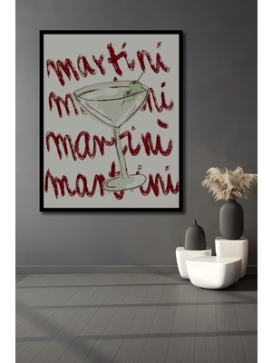 Teona Ahşap Çerçeve Görünümlü Martini Aşkı Dekoratif Ahşap Mdf Ev Duvar Tablo Dikdörtgen Ev Duvar Tablo