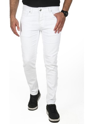 DeepSEA Beyaz Likralı Jeans Skinny Fit Esnek Kot Pantolon 2004157