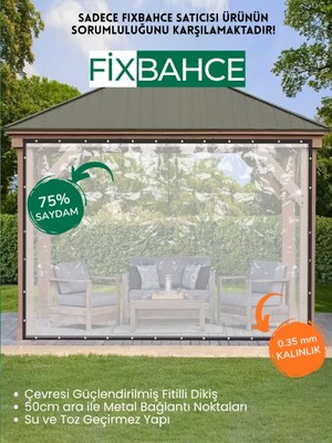 Fixbahçe 6mx2.5m Şeffaf Pvc Rüzgar,Yağmur Geçirmez Sera Naylonu
