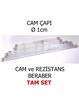 abnturk 57CM Quartz Cam Ø1cm ile 800W Rezistans Tel 1 Adet Tam Set Yer Tipi Şömine Sobalar Için Taş Başlıklı