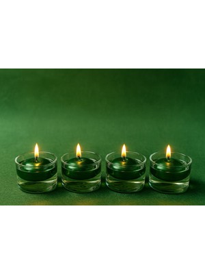 Özgün Ev Mumluk- 4 Lu Borosılkat Cam Icerısınde Yuzen Mum