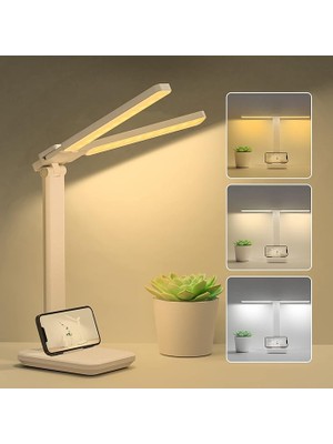 Çift Kafa Masa Lambası LED Kısılabilir, Kademesiz Karartma 3 Renk Sıcaklığı Seviyeleri Göz Koruması LED Masa Lambası, USB Portu Masa Lambası Çocuklar, Yatak Odası Ofis Için Dokunmatik Kontrol Masa Lambası