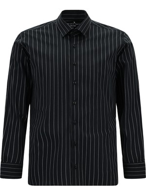 Abdullah Kiğılı Uzun Kol Slim Fit Pamuklu Çizgili Gömlek