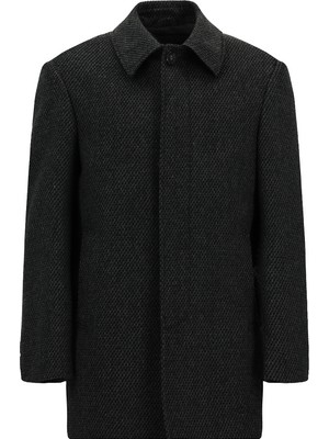 Abdullah Kiğılı Regular Fit Bebe Yaka Yünlü Armürlü Kaban