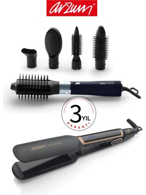 Arzum Revolution Hava Üflemeli 5'i 1 Arada Şekillendirici + Arzum Mona Sense Geniş Saç Düzleştirici