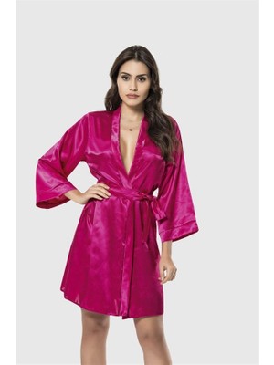 Aesco Vişne Kısa Saten Sabahlık