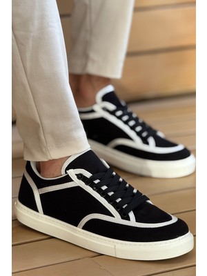 Aesco MN2505 - Keten Erkek Ayakkabı Siyah - Beyaz