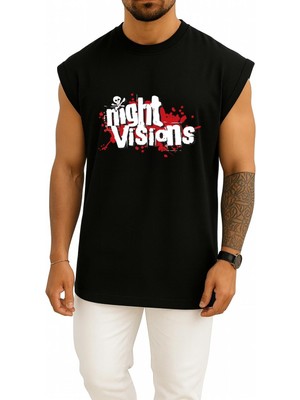 Bahriyeli Collection Oversize Night Visions Film Festival Göğüs ve Sırt Tasarımlı Atlet