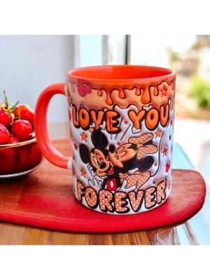 Mickey ve Minnie Mouse Love You Forever Sevgiliye Hediyelik Tasarım Kupa Bardak