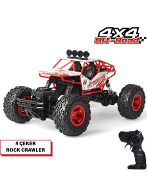 Giffy 1:16 Ölçek Oyuncak 4x4 Uzaktan Kumandalı Rock Crawler Off Road Aracı 4 Çeker Şarjlı 20 Dk Kullanım Kırmızı ve Mavi Oyuncak Off Road
