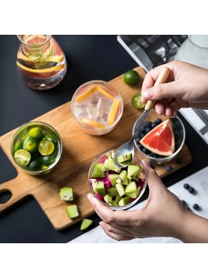 Özgün Ev 400 ml (6'lı Set) Borosilikat Cam Sunum Kasesi - Magnolia - Puding - Reçel - (9 cm x 5,5 Cm)