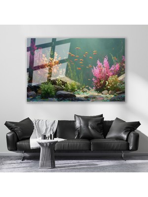 Artarilion Cam Yatay Duvar Tablosu Cam Sualti Renkleri Ev Ofis Salon Modern Duvar Tablosu