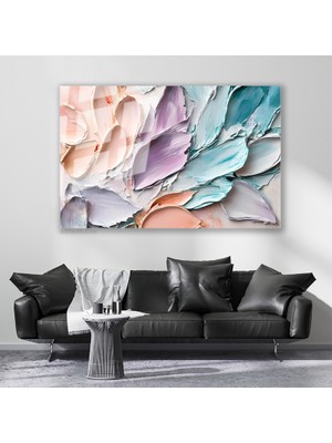 Artarilion Cam Yatay Duvar Tablosu Cam Pastel Firca Darbeleri Ev Ofis Salon Modern Duvar Tablosu