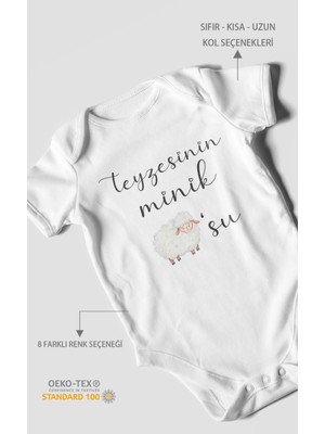 Morivo Kids Teyzesinin Minik Kuzusu Baskılı Bebek Zıbını – Çıtçıtlı Body 8 Renk | %100 Pamuk Kısa Kol
