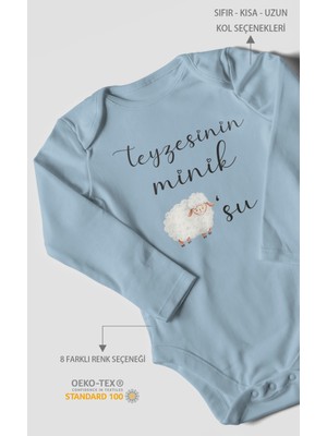 Teyzesinin Minik Kuzusu Baskılı Bebek Zıbını – Çıtçıtlı Body 8 Renk | %100 Pamuk Uzun Kol