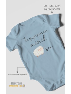 Teyzesinin Minik Kuzusu Baskılı Bebek Zıbını – Çıtçıtlı Body 8 Renk | %100 Pamuk Kısa Kol