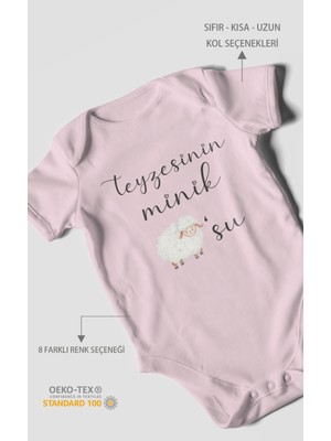 Morivo Kids Teyzesinin Minik Kuzusu Baskılı Bebek Zıbını – Çıtçıtlı Body 8 Renk | %100 Pamuk Kısa Kol