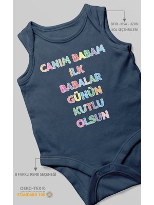 Morivo Kids Canım Babam Ilk Babalar Günün Kutlu Olsun Baskılı Bebek Zıbını – Çıtçıtlı Body 8 Renk | %100 Pamuk Sıfır Kol
