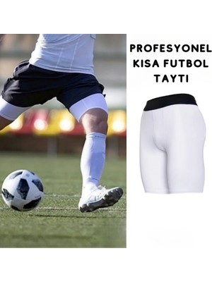 Rutbil Sports Profesyonel Beyaz Futbolcu Kısa Taytı-Kısa Spor Taytı-Kısa Koşu Taytı-Erkek Beyaz Fitness Kısa Tayt