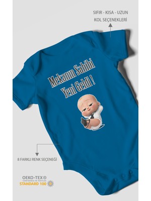 Mekanın Sahibi Yeni Geldi Baskılı Bebek Zıbını – Çıtçıtlı Body 8 Renk | %100 Pamuk Kısa Kol