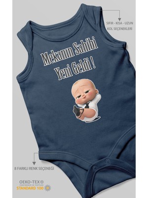 Mekanın Sahibi Yeni Geldi Baskılı Bebek Zıbını – Çıtçıtlı Body 8 Renk | %100 Pamuk Sıfır Kol