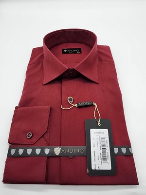 Andino Slimfit Bordo Erkek Gömlek Pamuk Polyester Dar Kesim Yapısıyla AS0111-197