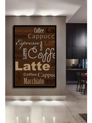 Teona Ahşap Çerçeve Görünümlü Kahve Çeşitleri Dekoratif Ahşap Mdf Ev Duvar Tablo Dikdörtgen Ev Duvar Tablo