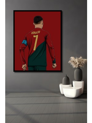 Teona Ahşap Çerçeve Görünümlü Ronaldo Futbolcu Ahşap Mdf Dekoratif Ev Duvar Tablo Dikdörtgen Ev Duvar Tablo