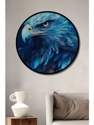 Teona Ahşap Çerçeve Görünümlü Güçlü Kartal Dekoratif Ahşap Mdf Işyeri Duvar Tablo Yuvarlak Işyeri Duvar Tablo