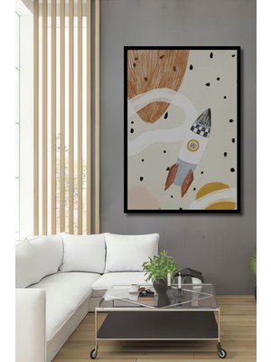 Teona Ahşap Çerçeve Görünümlü Roket Ahşap Mdf Dekoratif Ev/işyeri Duvar Tablo Dikdörtgen Ev/işyeri Duvar Tablo