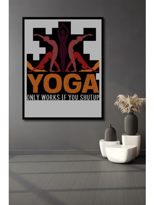 Teona Ahşap Çerçeve Görünümlü Yoga Esprili Dekoratif Ahşap Mdf Ev Duvar Tablo Dikdörtgen Ev Duvar Tablo