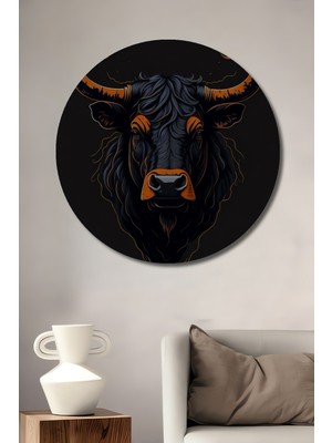 Teona Ahşap Güçlü Boğa Dekoratif Ahşap Mdf Ev/işyeri Duvar Tablo Yuvarlak Ev/işyeri Duvar Tablo