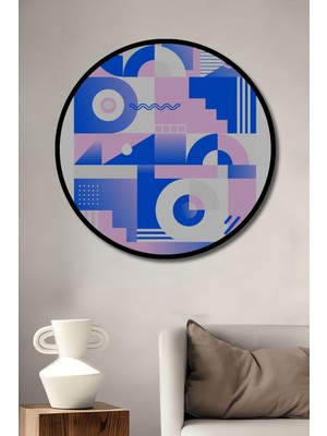 Teona Ahşap Çerçeve Görünümlü Soyut Geometrik Dekoratif Ahşap Mdf Ev Duvar Tablo Yuvarlak Ev Duvar Tablo