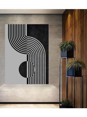Teona Ahşap Monokrom Geometrik Desen Dekoratif Ahşap Mdf Ev/işyeri Duvar Tablo Dikdörtgen Ev/işyeri Duvar Tablo