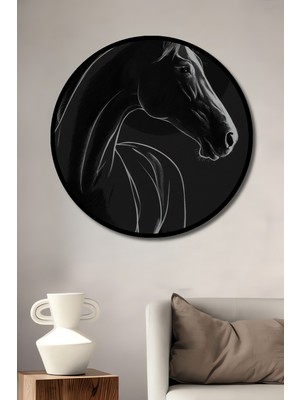 Teona Ahşap Çerçeve Görünümlü Gızemlı Ayışığı Atı Ahşap Mdf Dekoratif Ev Duvar Tablo Yuvarlak Ev Duvar Tablo