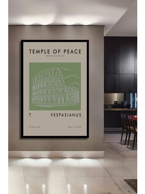 Teona Ahşap Çerçeve Görünümlü Roma Kolezyumu Dekoratif Ahşap Mdf Ev Duvar Tablo Dikdörtgen Ev Duvar Tablo