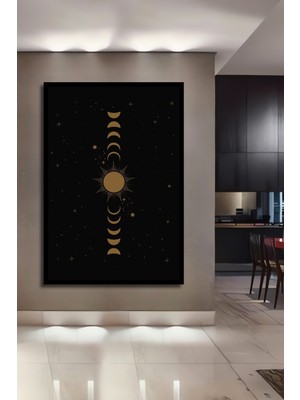 Teona Ahşap Çerçeve Görünümlü Ay Döngüsü Dekoratif Ahşap Mdf Işyeri Duvar Tablo Dikdörtgen Işyeri Duvar Tablo