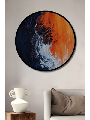 Teona Ahşap Çerçeve Görünümlü Alev Dalgası Dekoratif Ahşap Mdf Işyeri Duvar Tablo Yuvarlak Işyeri Duvar Tablo