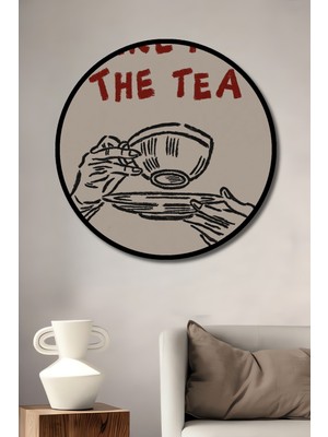 Teona Ahşap Çerçeve Görünümlü Çay Saati Ahşap Mdf Dekoratif Işyeri Duvar Tablo Yuvarlak Işyeri Duvar Tablo