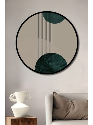 Teona Ahşap Çerçeve Görünümlü Soyut Geometrik Dekoratif Ahşap Mdf Ev Duvar Tablo Yuvarlak Ev Duvar Tablo