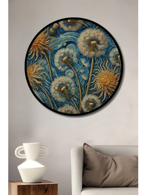 Teona Ahşap Çerçeve Görünümlü Yıldızlı Gece Ahşap Mdf Dekoratif Ev Duvar Tablo Yuvarlak Ev Duvar Tablo