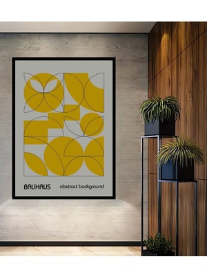 Teona Ahşap Çerçeve Görünümlü Bauhaus Soyut Sanat Dekoratif Ahşap Mdf Ev Duvar Tablo Dikdörtgen Ev Duvar Tablo