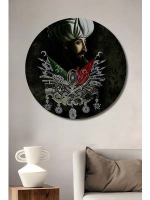 Teona Ahşap Fatih Sultan Mehmet Portresi Dekoratif Ahşap Mdf Tablo Yuvarlak Tablo