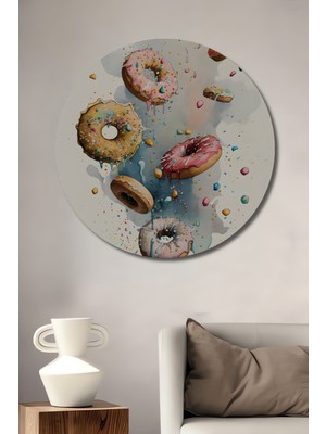 Teona Ahşap Renkli Donut Fantezisi Dekoratif Ahşap Mdf Ev/işyeri Duvar Tablo Yuvarlak Ev/işyeri Duvar Tablo