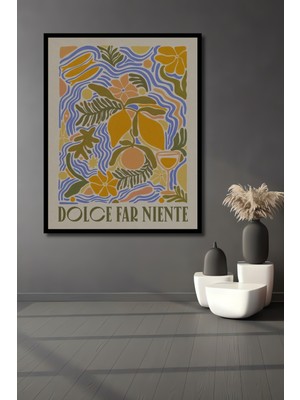 Teona Ahşap Çerçeve Görünümlü Soyut Tropikal Çiçek Deseni Dekoratif Ahşap Mdf Tablo Dikdörtgen Tablo