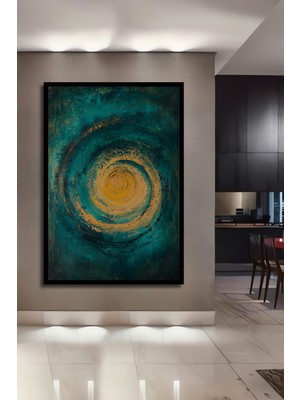 Teona Ahşap Çerçeve Görünümlü Soyut Spiral Rüzgar Fırtınası Ahşap Mdf Dekoratif Tablo Dikdörtgen Tablo
