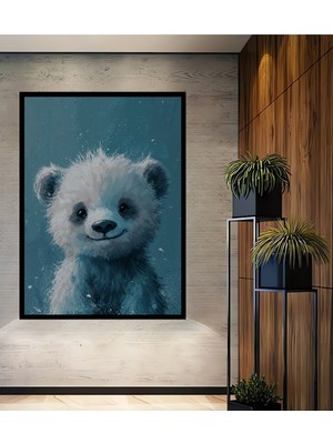 Teona Ahşap Çerçeve Görünümlü Sevimli Panda Dekoratif Ahşap Mdf Ev Duvar Tablo Dikdörtgen Ev Duvar Tablo